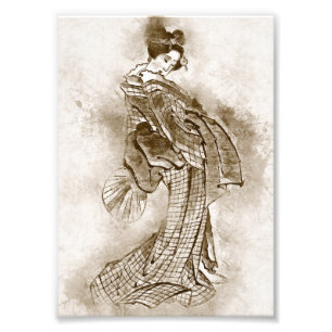 Geisha-Mädchen Vintage traditionelle japanische Ku Fotodruck