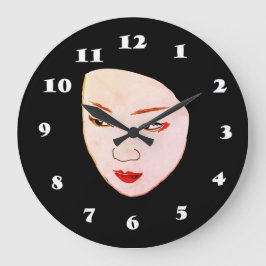 Geisha mask große wanduhr