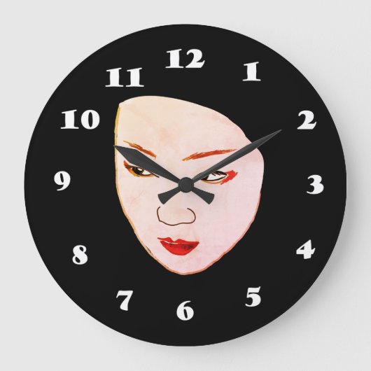 Geisha mask große wanduhr (Vorderseite)