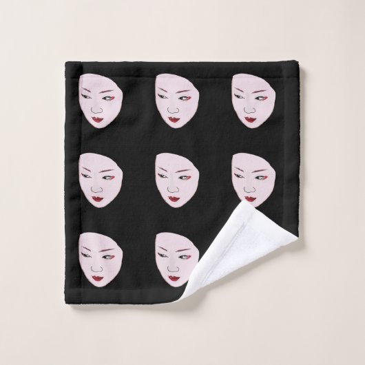 Geisha-Maske Badhandtuch Set (Waschlappen)