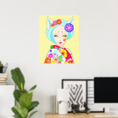 Geisha mit Blume Pop Art Poster (Heimbüro)