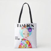 Geisha mit Blume Pop Art Tasche (Vorderseite)