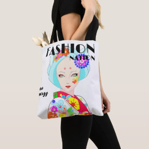 Geisha mit Blume Pop Art Tasche