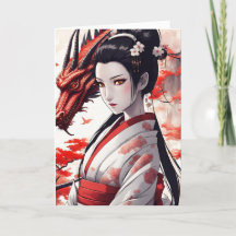 Geisha mit Drachenchinesisch im neuen Jahr 2024
