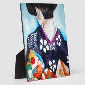 Geisha mit dunkelblauer Kimono-Originalkunst Fotoplatte (Seite)