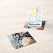 Geisha mit einem Wagasa Papiersonnenschirm Rechteckiger Pappuntersetzer (Vor Ort)