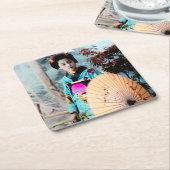 Geisha mit einem Wagasa Papiersonnenschirm Rechteckiger Pappuntersetzer (angewinkelt)