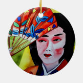 Geisha mit Fan Keramikornament (Hinten)