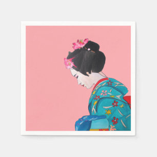Geisha mit Kirschblüte Japaner homeware Serviette