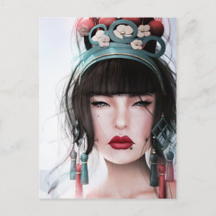 Geisha mit kissbaren Lippen Postkarte