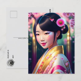 Geisha mit Lüstern, Postkreuz Postkarte