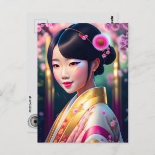 Geisha mit Lüstern, Postkreuz Postkarte