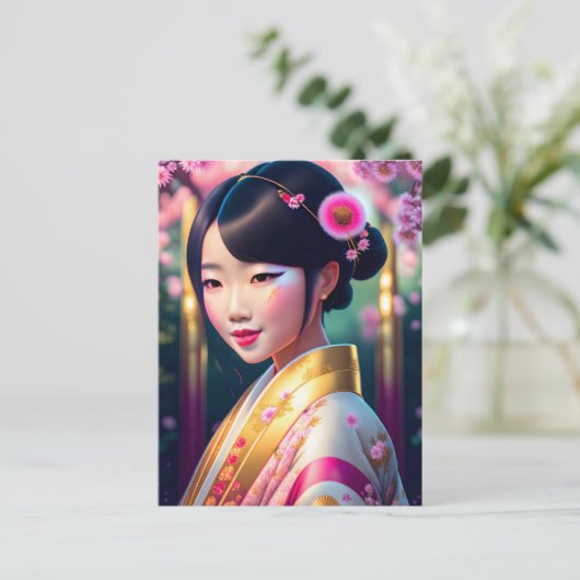 Geisha mit Lüstern, Postkreuz Postkarte (Stehend Vorderseite)