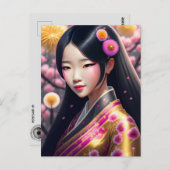 Geisha mit Lüstern, Postkreuz Postkarte (Vorne/Hinten)