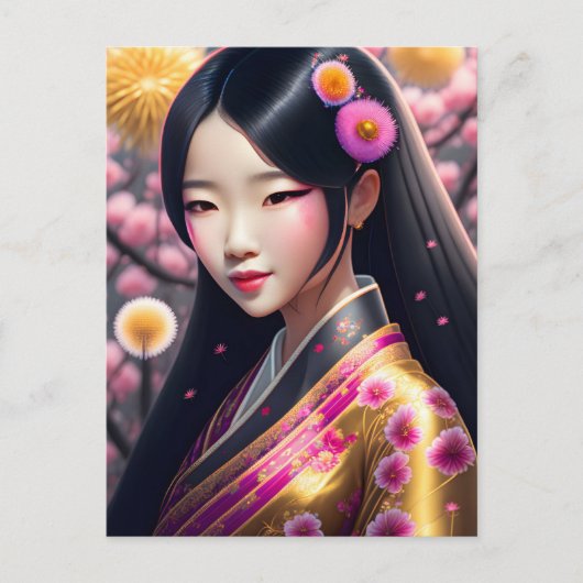 Geisha mit Lüstern, Postkreuz Postkarte (Vorderseite)