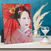 Geisha mit Rotem Umbrella-Originalbild Fotoplatte (Seite)