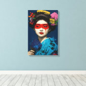 Geisha mit Roter Maske und modernem Kulturhaar Leinwanddruck (Insitu (Holzboden))