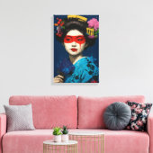 Geisha mit Roter Maske und modernem Kulturhaar Leinwanddruck (Insitu (Wohnzimmer))
