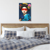 Geisha mit Roter Maske und modernem Kulturhaar Leinwanddruck (Insitu (Schlafzimmer))