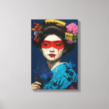 Geisha mit Roter Maske und modernem Kulturhaar