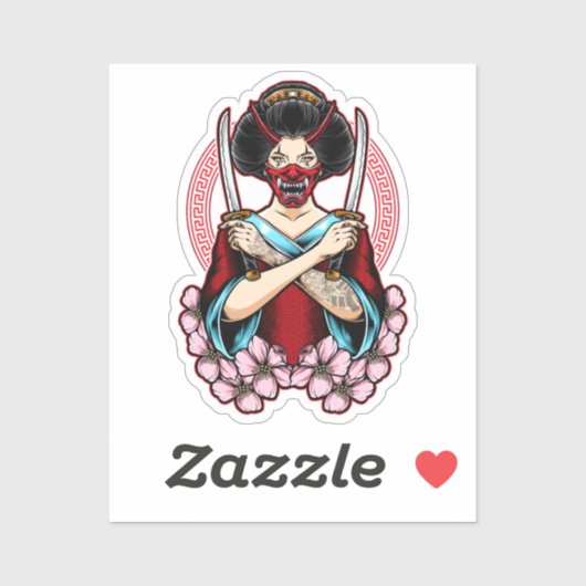 Geisha Oni Aufkleber (Blatt)