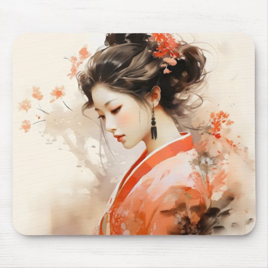 Geisha Orange Ink Mousepad (Vorne)