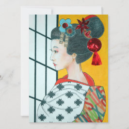 Geisha Original Art Flat Grußkarte