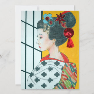 Geisha Original Art Flat Grußkarte