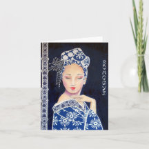 Geisha Original Art Grußkarte
