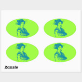 Geisha Ovaler Aufkleber (Blatt)