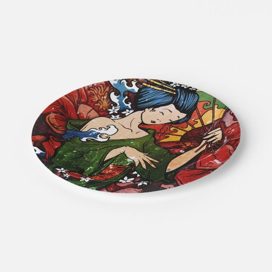 Geisha Pappteller (Schrägansicht)