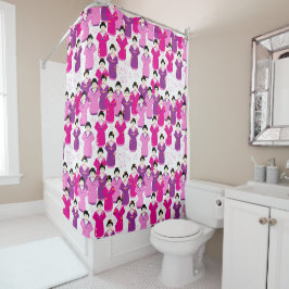 Geisha Pink Lila Gemustert Duschvorhang