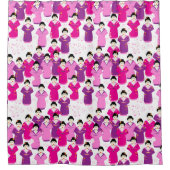 Geisha Pink Lila Gemustert Duschvorhang (Vorderseite)