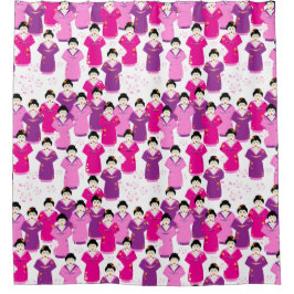Geisha Pink Lila Gemustert Duschvorhang