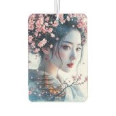  Geisha portrait, cherry blossoms, Japanese art, Autolufterfrischer (Rückseite)