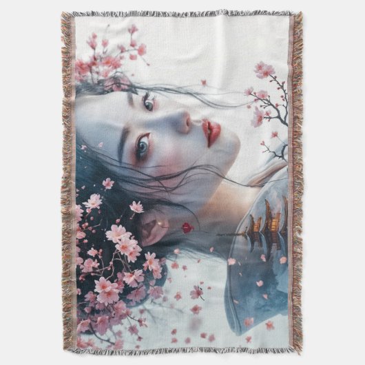  Geisha portrait, cherry blossoms, Japanese art, Decke (Vorderseite Vertikal)