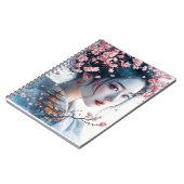 Geisha portrait, cherry blossoms, Japanese art, Notizblock (Linke Seite)