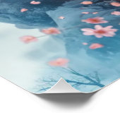 Geisha portrait, cherry blossoms, Japanese art, Poster (Ecke)