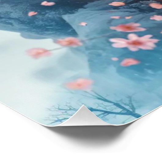 Geisha portrait, cherry blossoms, Japanese art, Poster (Ecke)