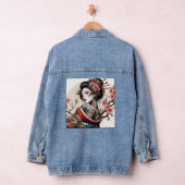 Geisha Portrait Denim Jacket | Floral Back Art Jeansjacke (Hangar)
