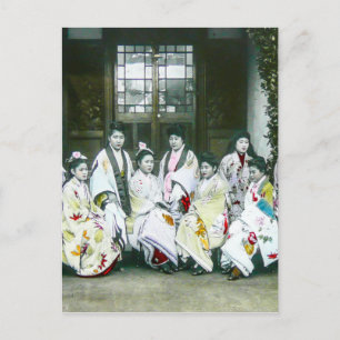Geisha posiert von Bordell-Vintage-Glasdia Postkarte