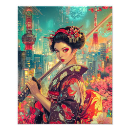 Geisha Poster, lebhafte Geisha Art Print Fotodruck
