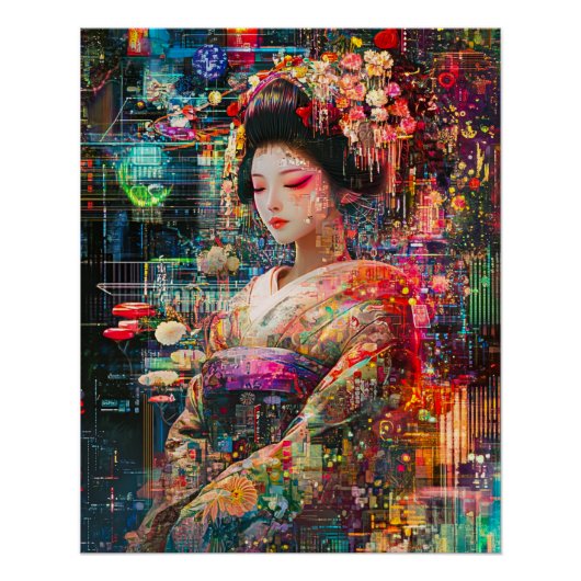 Geisha Poster, Radiant Cyberpunk Android Geisha Poster (Vorderseite)