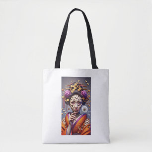"Geisha Puzzle Illusion - Artistic Tote Bag" Tasche