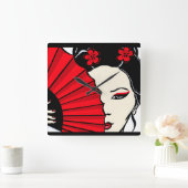 Geisha Quadratische Wanduhr (Zuhause)