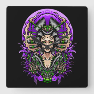 Geisha Quadratische Wanduhr