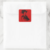 Geisha Quadratischer Aufkleber (Tasche)