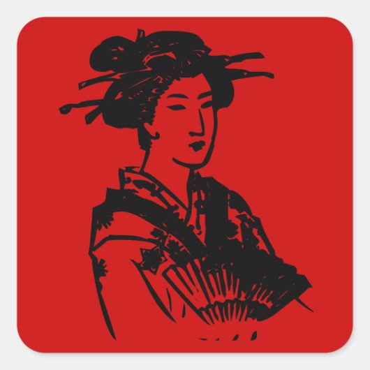 Geisha Quadratischer Aufkleber (Vorderseite)