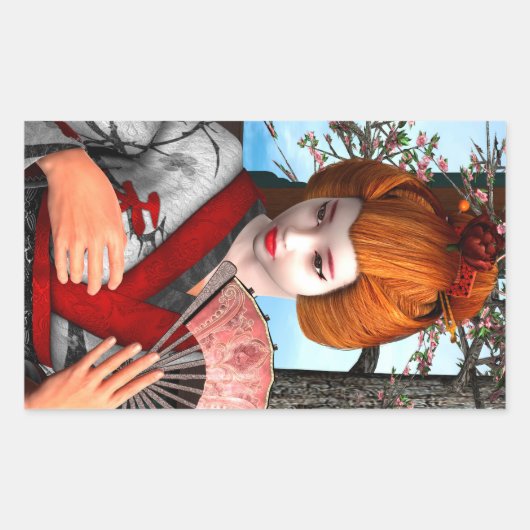Geisha Rechteckiger Aufkleber (Vorderseite)