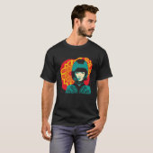 Geisha Retro Female Kimono Samurai Japanischer Vin T-Shirt (Vorne ganz)